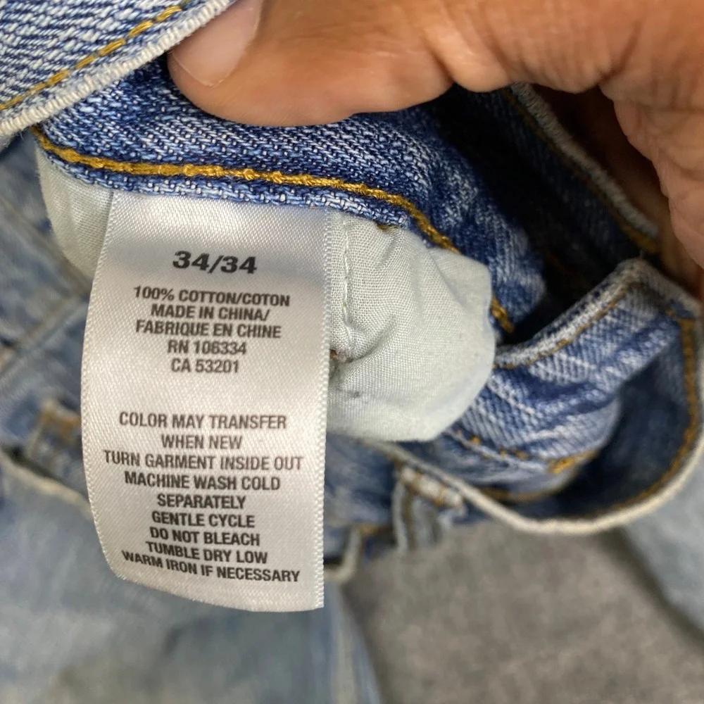 Aeropostale Benton Original Boot Jeans Mens 34 Blue Light Wash Distressed Raw